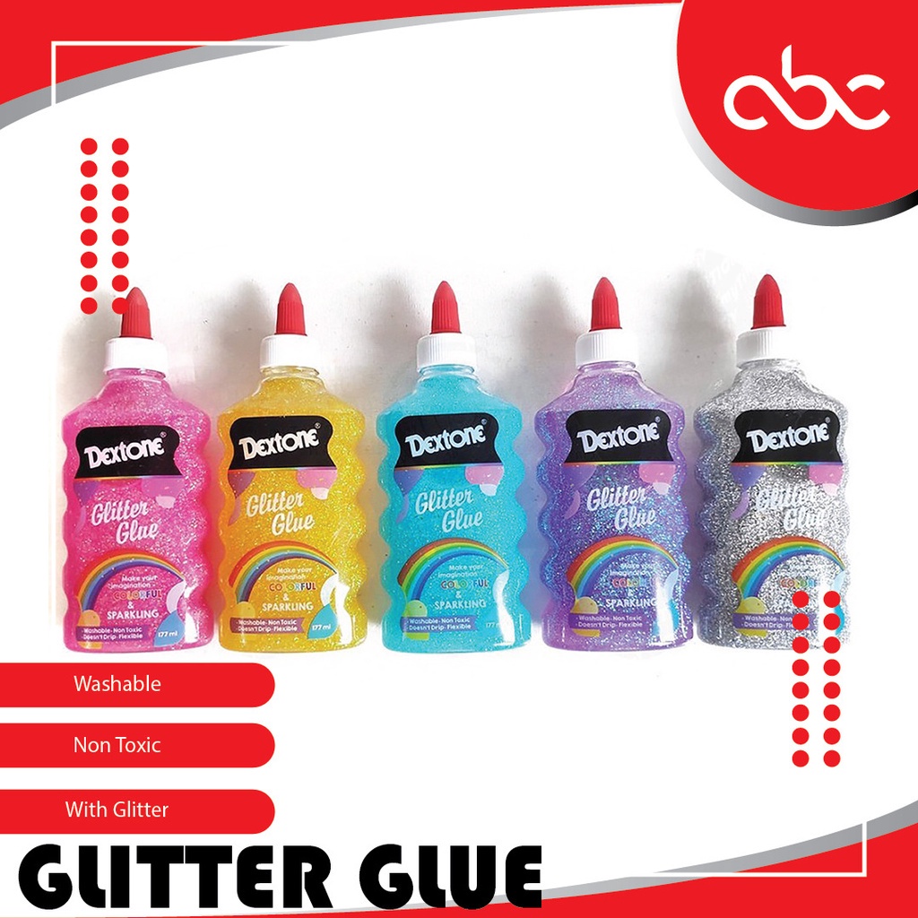 Dextone Glitter Glue / Lem Glitter 177ml Setara Elmers untuk Slime
