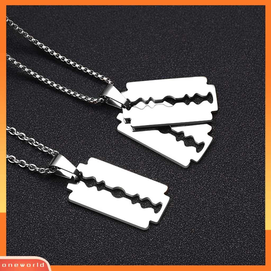 [EONE] Rantai Klavikula Pisau Liontin Kepribadian Geometris Electroplating Anti Karat Dekorasi Leher Hypoallergenic Fashion Warna Perak Liontin Kalung Untuk Pacaran