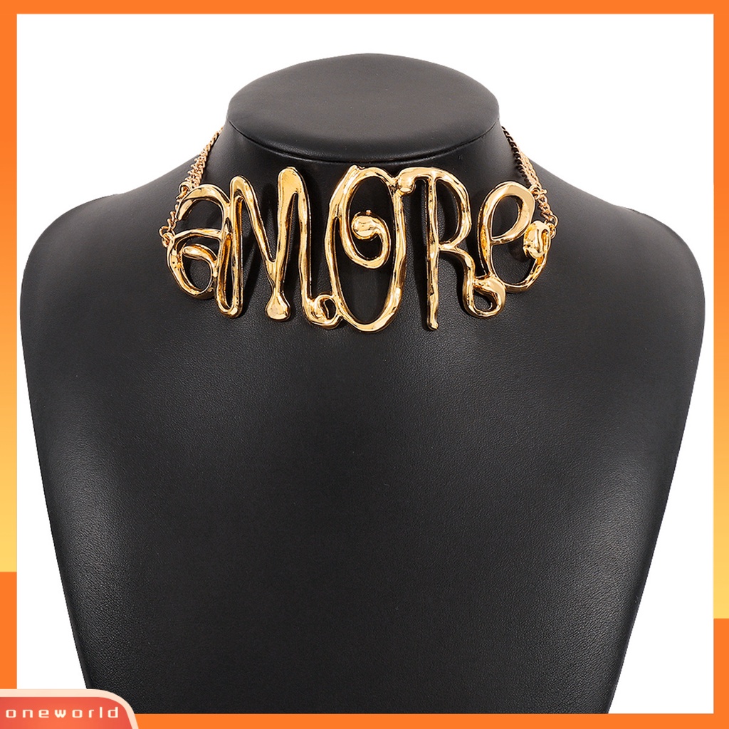 [EONE] Kalung Choker Vintage Hip Hop Shiny Letter MORE Butterfly Dekoratif Hadiah Wanita Rantai Logam Kalung Pendek Retro Perhiasan