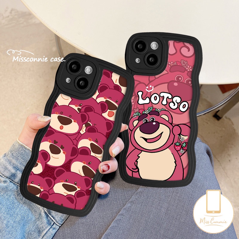 Casing Ponsel Kartun Disney Manyo Kompatibel Untuk IPhone 7Plus 11 14 13 12 Pro Max XR X XS Max8 6 6s 7 14 Plus SE 2020 Lucu Beruang Strawberry Wavy Edge Tpu Soft Back Cover