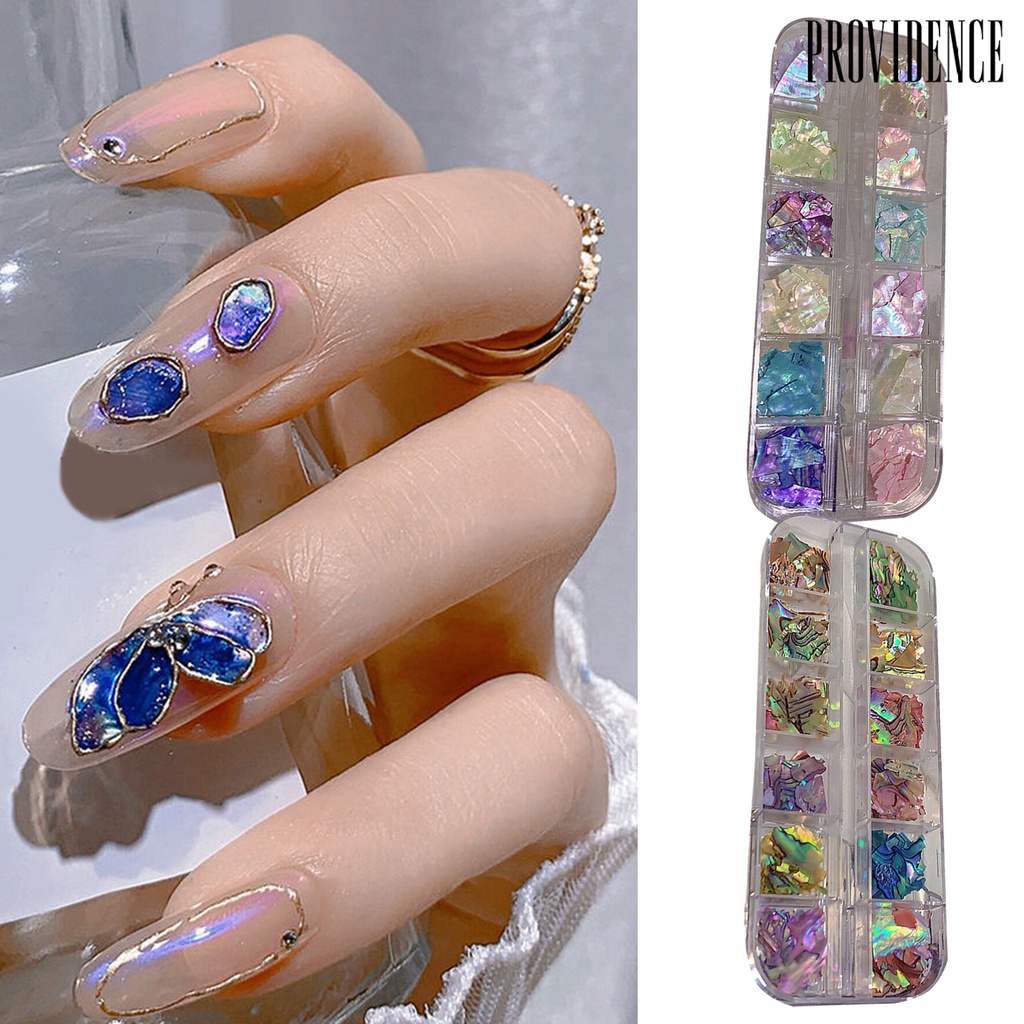 Providence Hiasan Kuku 12kisi Bentuk Tidak Teratur Tahan Lama Yang Dapat Dilepas Mudah Tempel DIY Serbaguna 3D Nail Art Shell UV Gel Manicure Dekorasi Perlengkapan Salon Kuku