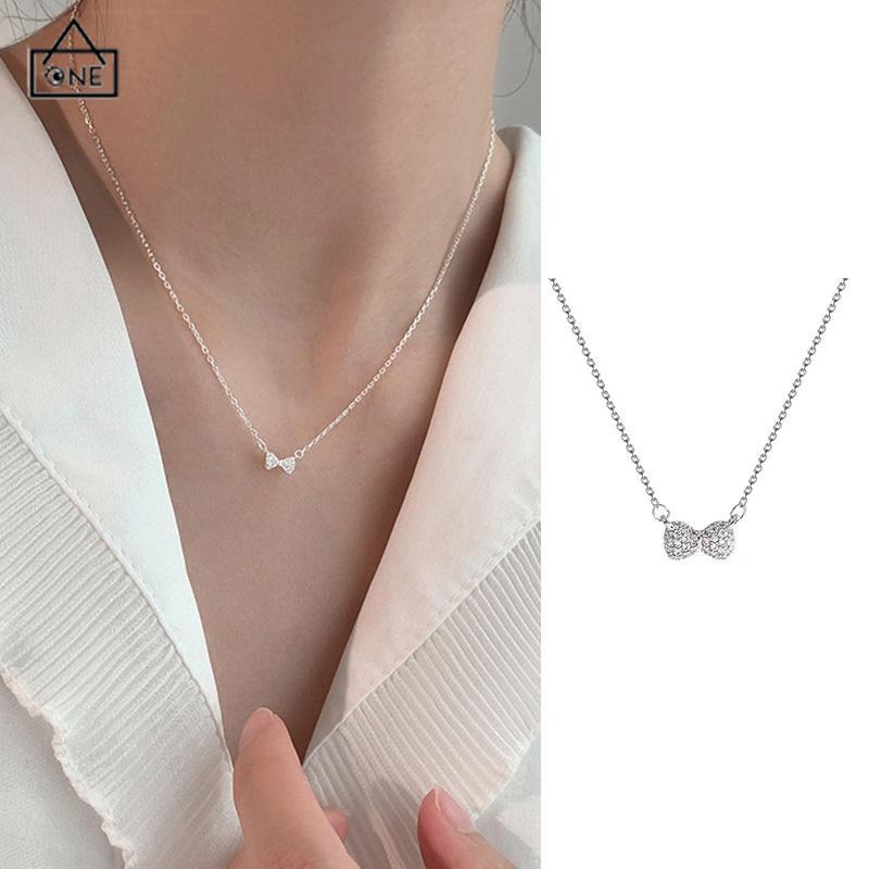 COD❤️ Kalung Bergaya Musim Panas Busur Tulang Selangka Rantai Wanita Fashion Sederhana Manis Liontin -A.one