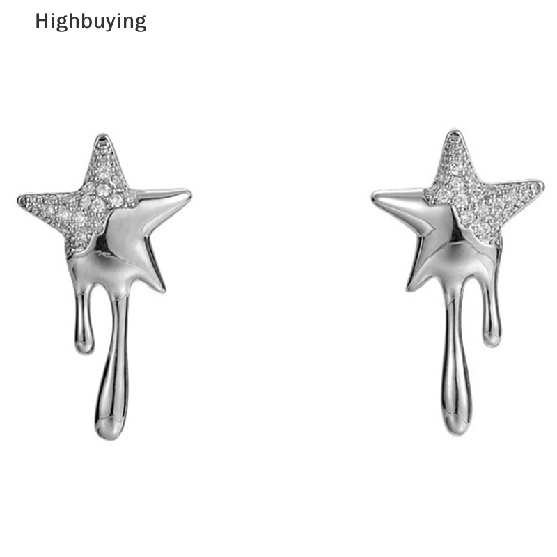 Hbid Fashion Zirkon Lava Star Stud Earrings Desain Trendi Temperamen Korea Anting Kepribadian Sederhana Untuk Perhiasan Wanita Glory