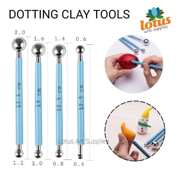 

Dotting Clay Tools Stainless Steel Set 4 Ball Stylus