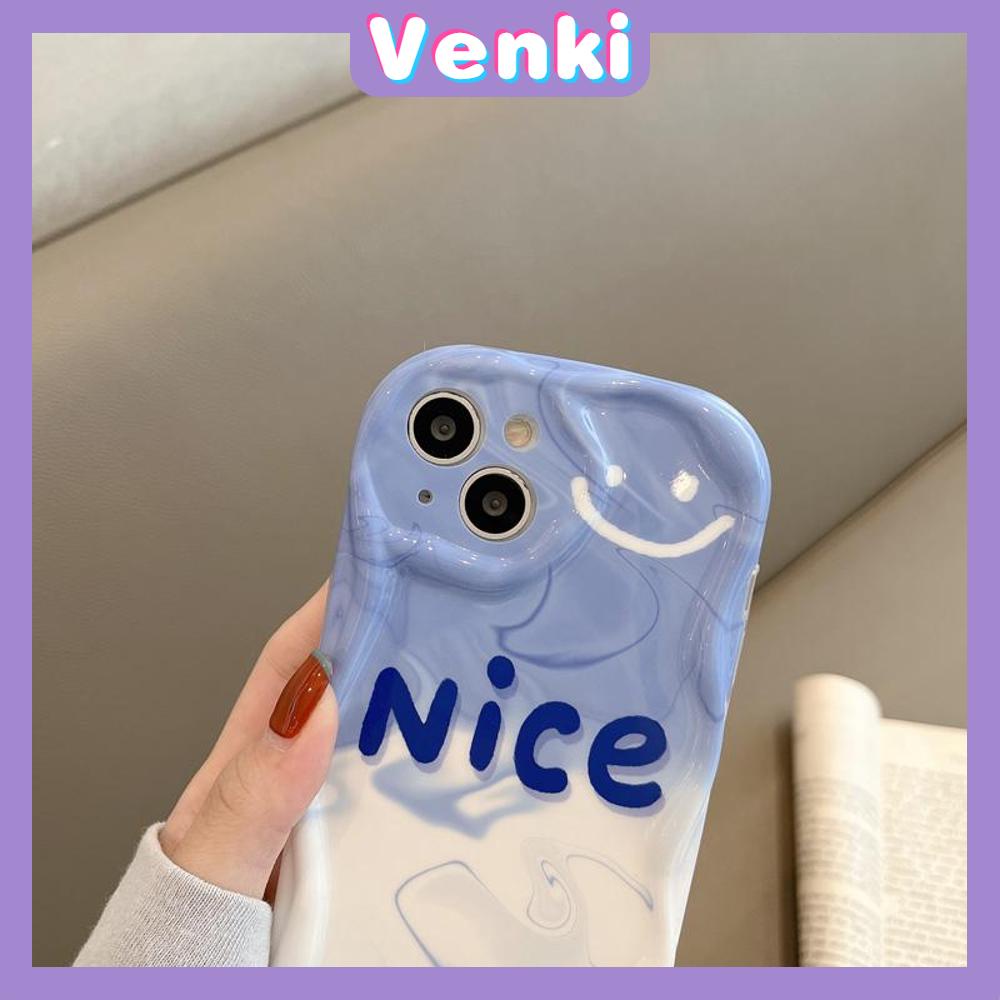 VENKI -For iPhone 11 iPhone Case 3D Curved Edge Wave Glossy White TPU Airbag Shockproof Camera Cover Blue and White Splicing nice Compatible with iPhone 14 13 Pro max 12 Pro Max xr