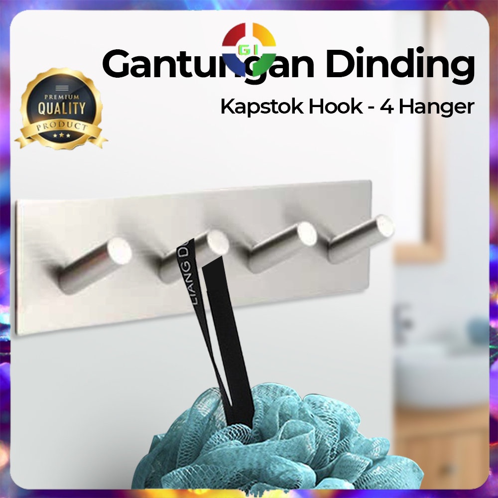 Gantungan Dinding Kapstok Hook Hanger 4 Hanger Silver