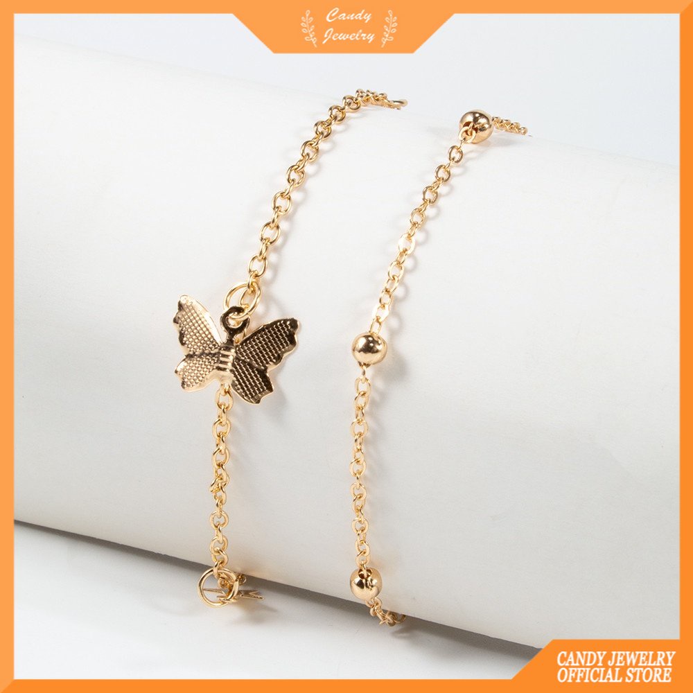 Gelang Bintang Kupu-Kupu Ganda Fashion Wanita Korea Musim Panas Modis Trendi Aksesoris Permen Perhiasan