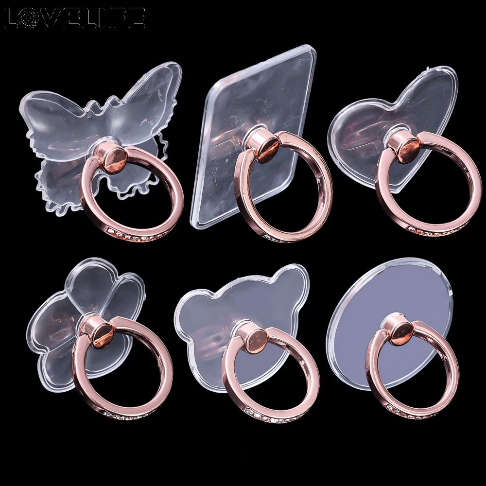 Stand Transparan Untuk Semua Hp360° Rotasi Derajat Bening Pegangan Jari Kickstand Universal Dudukan Ponsel Cincin Jari Yang Dapat Diputar Braket Cincin Jari Ponsel Dudukan Cincin