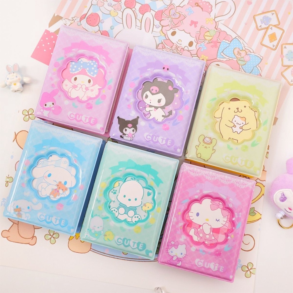 Galicici Sanrio Same Style Card Album/Album Penyimpanan Flower Hollow/Kuromi/Pochacco/Star Chasing Card Album Foto