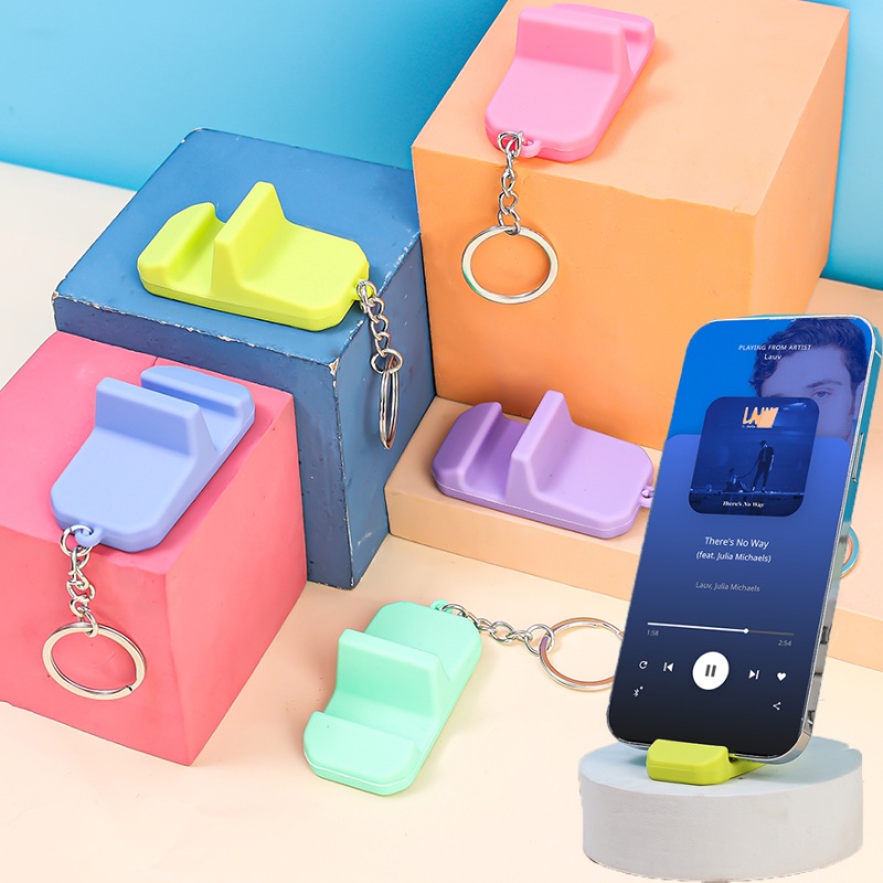 Bracket Ponsel Gantungan Kunci Silikon Portable/Holder Hp Universal/Desktop Lazy Tablet Support Stand Aksesoris