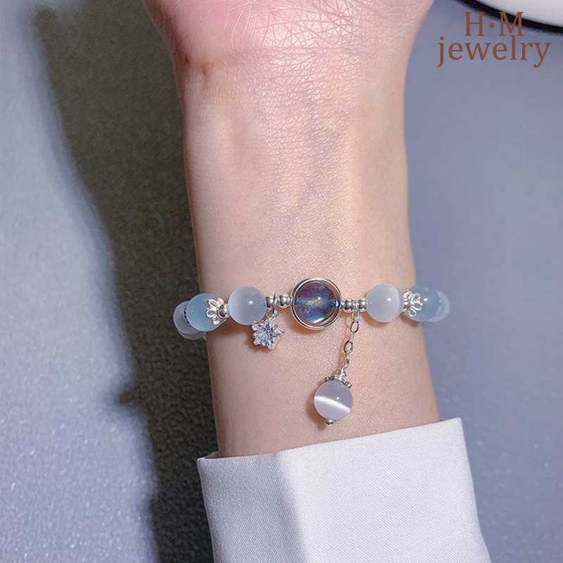 Gelang Opal Bermutu Tinggi Baru Ins Style Moonstone Aquamarine Bracelet