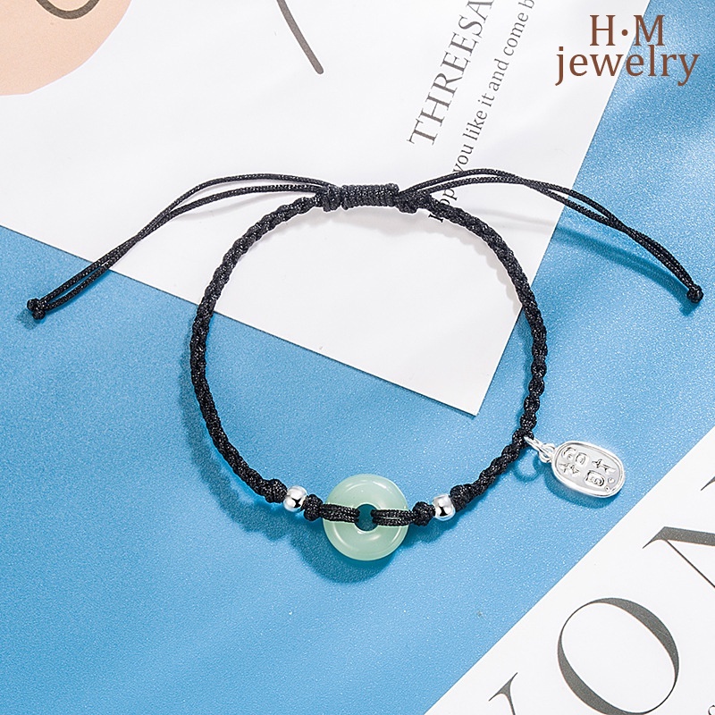 Gelang Gesper Pengaman Giok Hetian Keberuntungan Keberuntungan Ornamen Tali Merah2023Baru