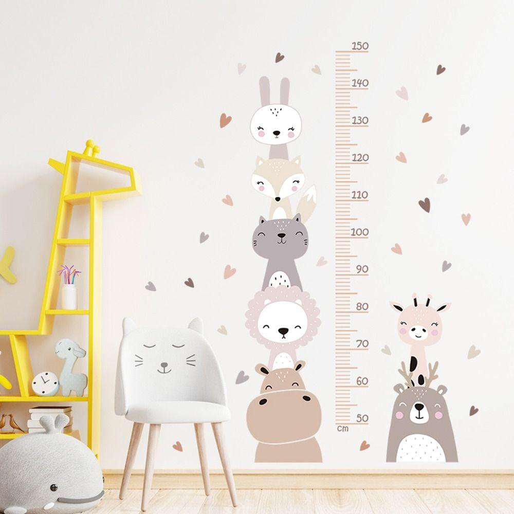 Needway Pengukur Tinggi Badan Stiker Dinding Lucu Tahan Air Perlengkapan Perawatan Bayi Hippo Kelinci Singa Hewan Pola Beruang Baby Nursery Wall Decals