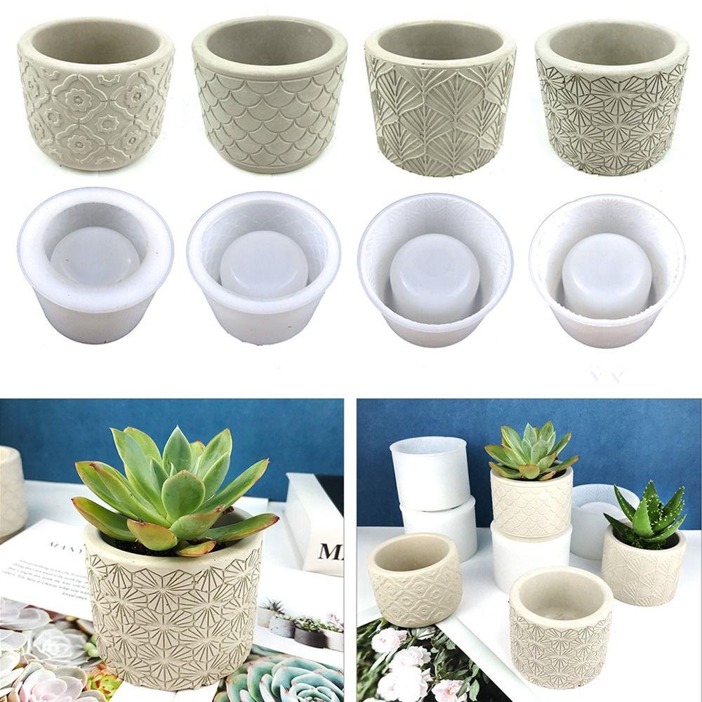 [Elegan] Cetakan Pot Bunga Resin Silinder Semen Berkebun Gypsum Succulent Pot Mold