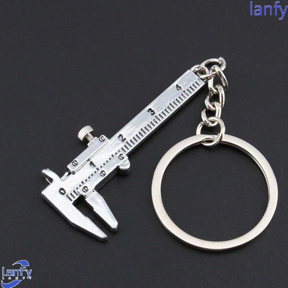 Lanfy Vernier Caliper Key Chain Fashion Klasik Perak Hadiah Ulang Tahun 3D Liontin Bergerak Perhiasan Key Holder