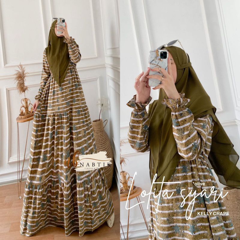 LOLITA SYARI free khimar ORI NABTIK | Kelly Crepe-Ceruty Babydoll