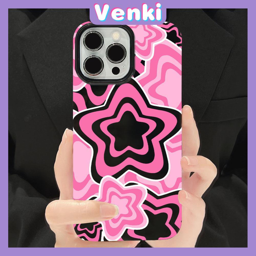 VENKI - For iPhone 11 iPhone Case Black Glossy TPU Soft Case Shockproof Protection Camera Cool Purple Pink Stars Compatible with iPhone 14 13 Pro max 12 Pro Max xr xs max 7 8Plus