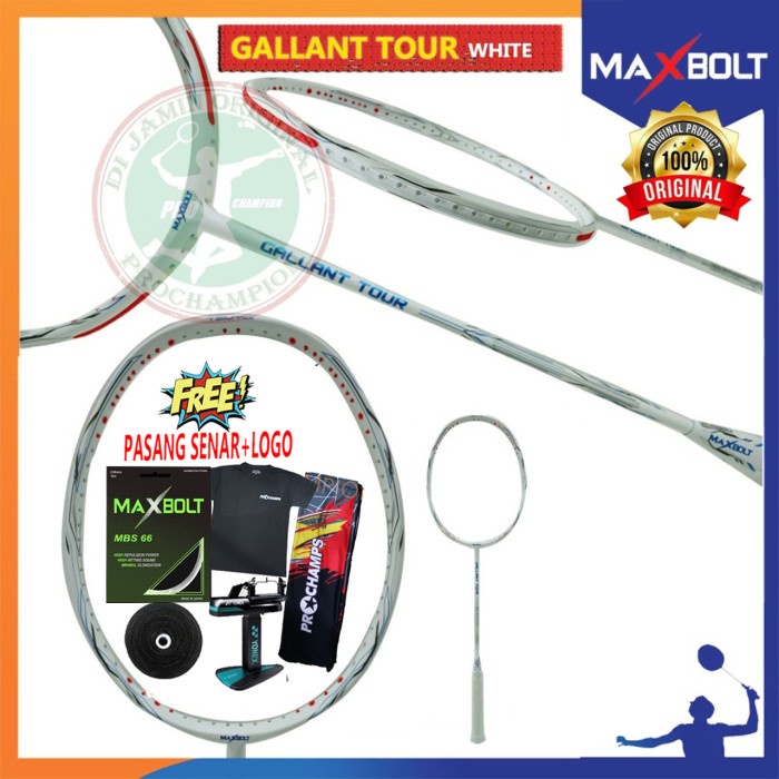 MAXBOLT GALLANT TOUR 43 LBS SUPER KUAT RAKET BADMINTON  - PKT MBS, WHITE