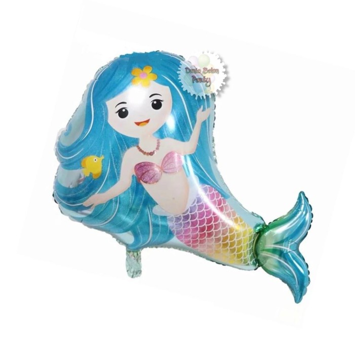 Balon Foil Mermaid Full Body / Balon Putri Duyung Recline Biru Jumbo