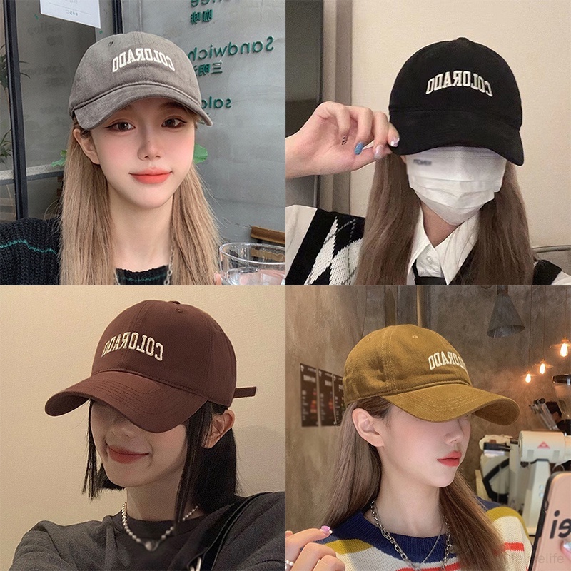 Topi Baseball Korea Pria Wanita Unisex Katun Adjustable Huruf Bordir Lembut Top Baseball Caps