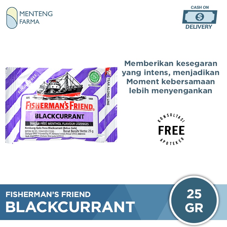 Fisherman's Friend Blackcurrant Sugar Free - Permen Pelega Tenggorokan