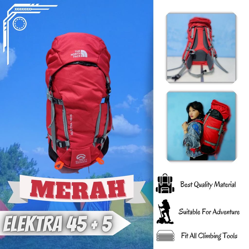 Tas Hiking Carrier Electra 45 + 5 L Gunung OutdoorTas Camping Carrier Hiking