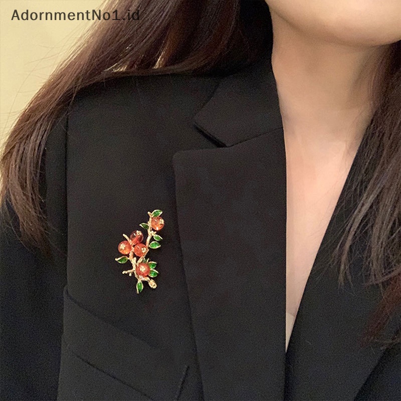 [AdornmentNo1] Wanita Bros Romantis Kristal Kesemek Lapel Pin Aksesoris Hadiah Jas Pakaian Pin Perhiasan Hadiah [ID]