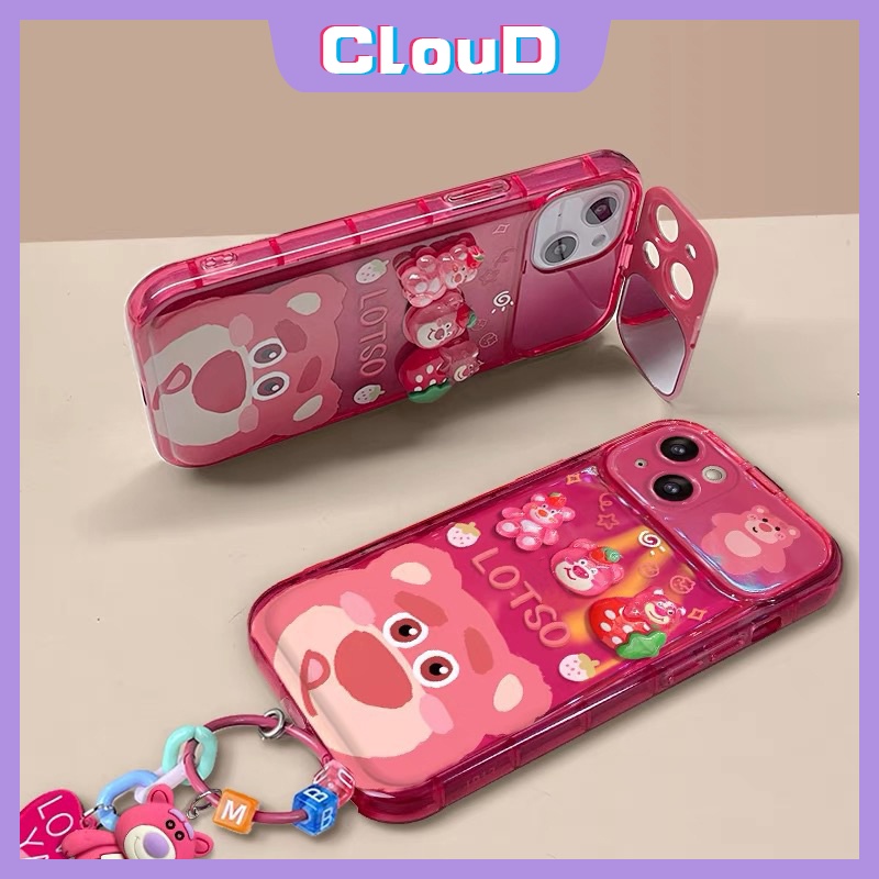 Untuk Y11 Y17 Y20i Y12i Y20s Y12 Y30G Y11s Y20 Y12S Y15 Y20s G Y12A Y91C Y1S Y20G Y20A Kartun Lucu Strawberry Bear Manyo 3D Mainan Kreatif Flip Make Up Cermin Shockproof Case