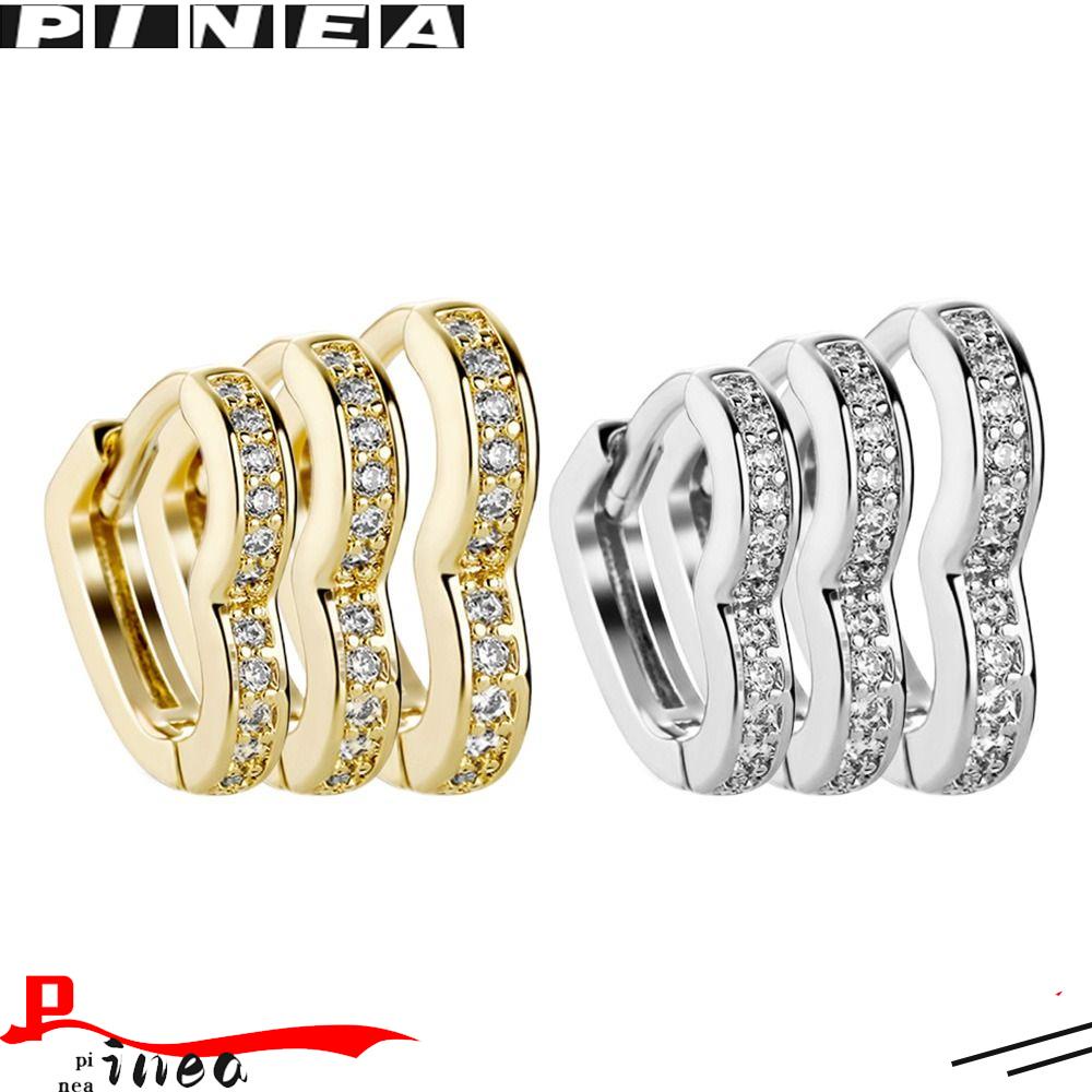 Anting Nanas Fashion Wanita Perempuan Indah Kristal Jantung Hoop Stud