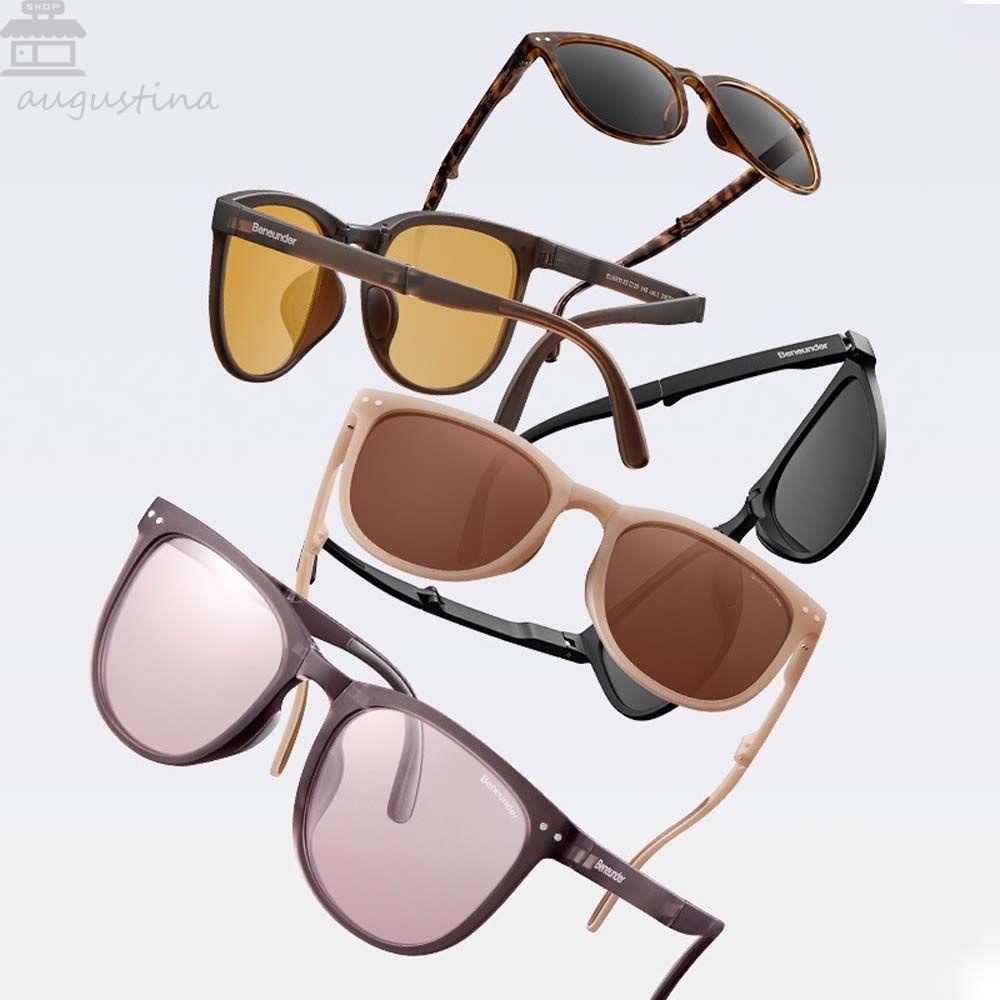 Augustina Kacamata Hitam Lipat Fashion Pria INS-style Oversize UV400 Mengemudi Putaran Luar Ruangan Anti Silau Kaca Mata Matahari