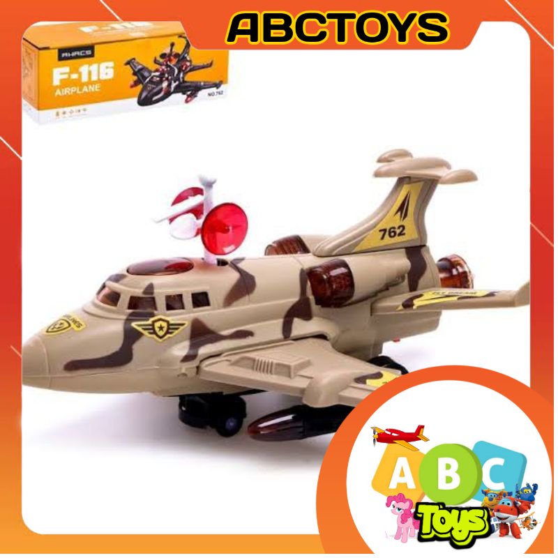 [ Free Batrai ]Mainan Anak Pesawat Airplane F-116 / Mainan Anak Pesawat Berputar Ada Lampu & Suara /