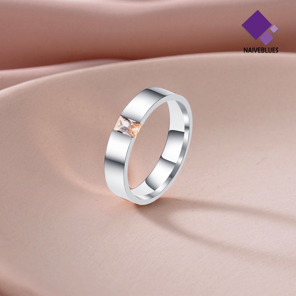 &lt; Naiveblues &gt; Cincin Unisex Bright Luster Adjustable Open Design Glossy Semua Dekorasi Hadiah Zirconia Wanita Pernikahan