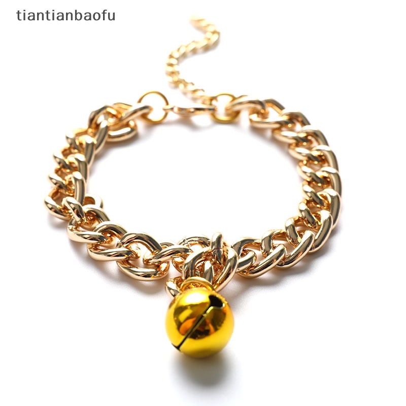 [tiantianbaofu] Training Anjing Kerah Kucing Peliharaan Kuba Link Tebal Rantai Kalung Emas6 /8/10inch Butik