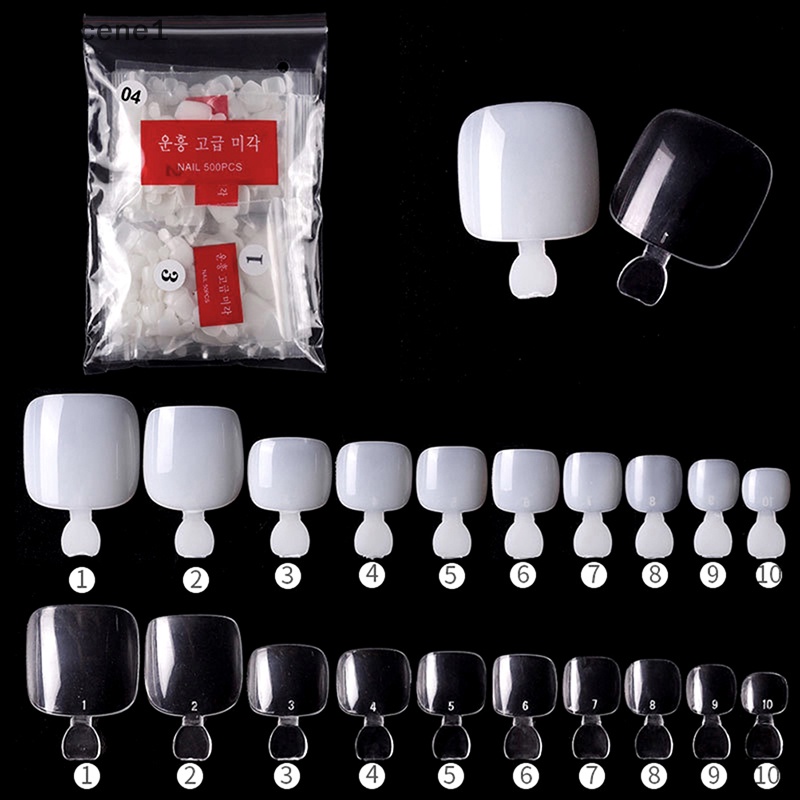 [Tzuscene1] 500pcs Tips Kuku Jinjit Palsu Buatan Palsu French Foot Tips Kuku Manicure Boutique