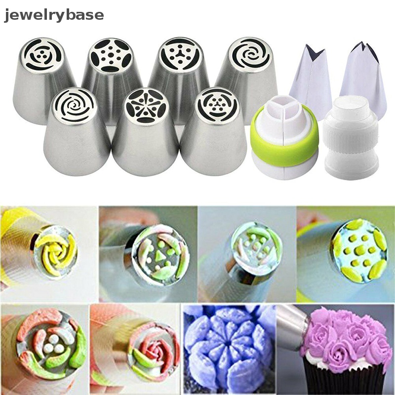 [jewelrybase] 7pcs Bunga Rusia Icing Piping Nozel Pastry Tips Kue Decorag Alat Baking  Butik