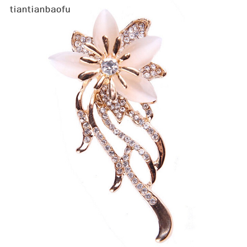 [tiantianbaofu] Opal Bunga Bros Berlian Imitasi Kristal Brooch Pin Pesta Pernikahan Wanita Perhiasan Butik