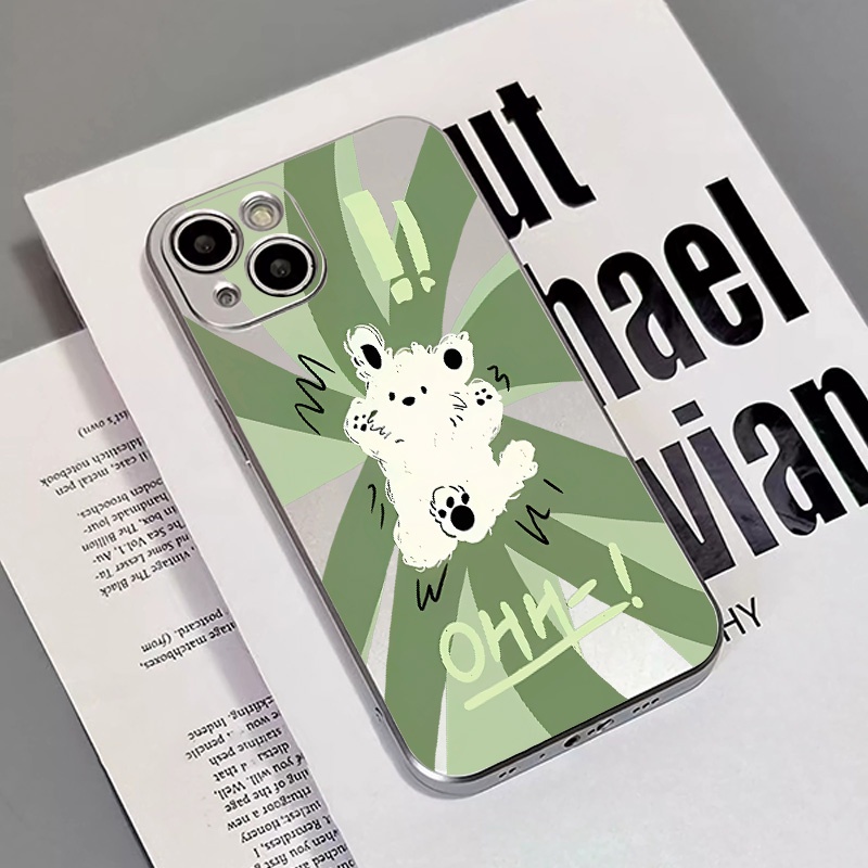 IPHONE Cute Dog Cat Kupon Lembut Electroplate Phone Case Kompatibel Untuk Iphone14 13 12 11 Pro XS Max XR X8 +7 6S Plus Casing Mini TPU Silikon Shockproof Phone Cover