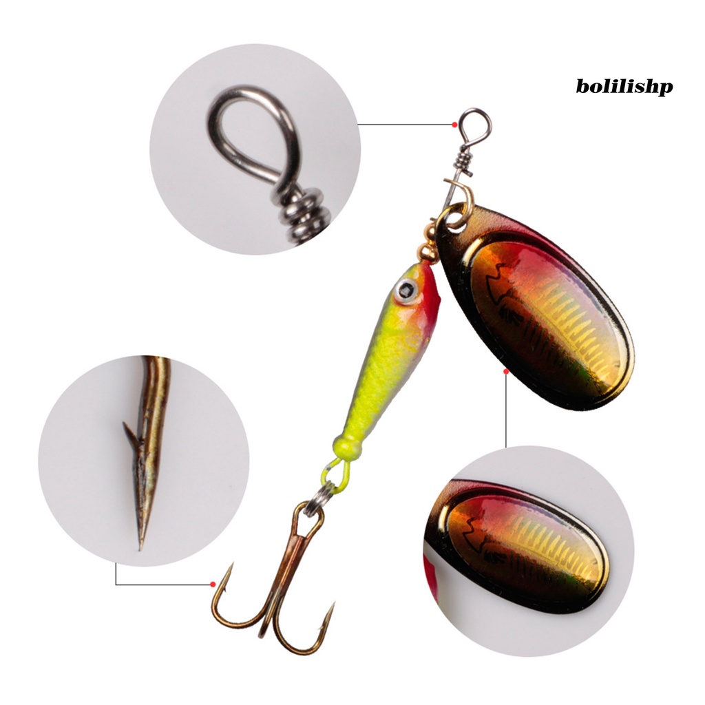 Bo-9g/7cm Umpan Pancing Bentuk Hidup Tahan Air Rotary Payet Treble Hook Reusable Angling Stainless Tajam Hook Spinner Umpan Perlengkapan Memancing