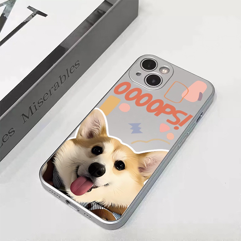 IPHONE Casing Ponsel Electroplate Lembut Anjing Lucu Kompatibel Untuk Iphone14 13 12 11 Pro XS Max XR X8 +7 6S Plus Casing Mini TPU Silikon Shockproof Cover