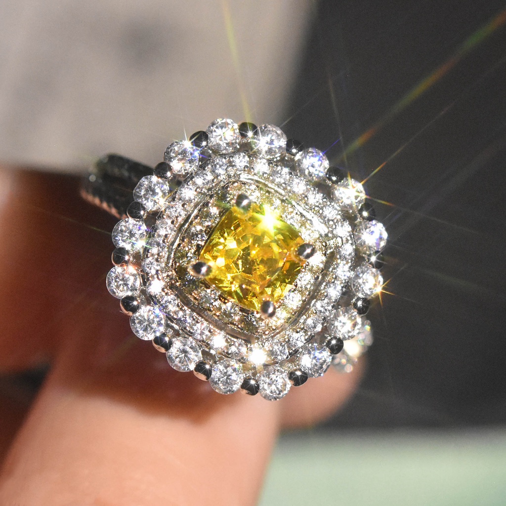 Goldkingdom Aksesoris Perhiasan Fashion Ready Stock Mutiara Warna-Warni Dengan Cincin Berlian Kuning Di Samping.