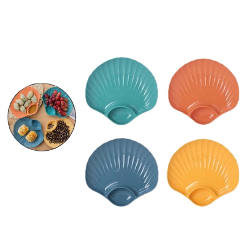 Plastic Plate Shell 2 in 1 / Piring Plastik Model Kerang 2 in 1  / Piring Kerang Plastik