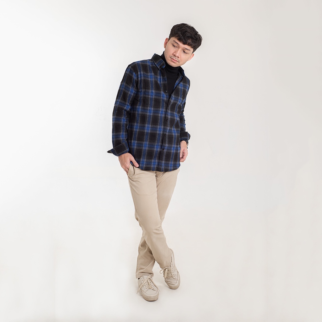 Kemeja Flanel Pria WOODCUTTER Blue Advan Flannel Shirt Lengan Panjang