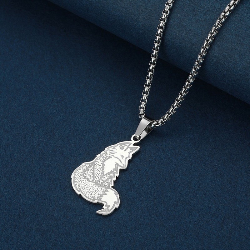 Zh Perhiasan Vintage Stainless Steel Fox Liontin Pria Dan Wanita Fashion Kalung Hip Hop Aksesoris Pesta