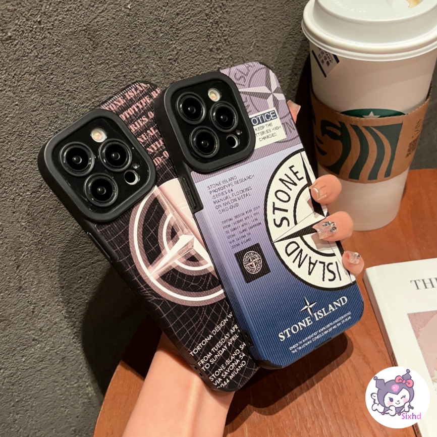 IPHONE Fashion Grid Stone Island Couple Kompatibel Untuk Iphone14 13 12 11 Pro Max SE 2020 X Xr Xs Max8 7 Plus Perlindungan Shockproof Casing Ponsel Lembut Silicon Cover XJJJJ