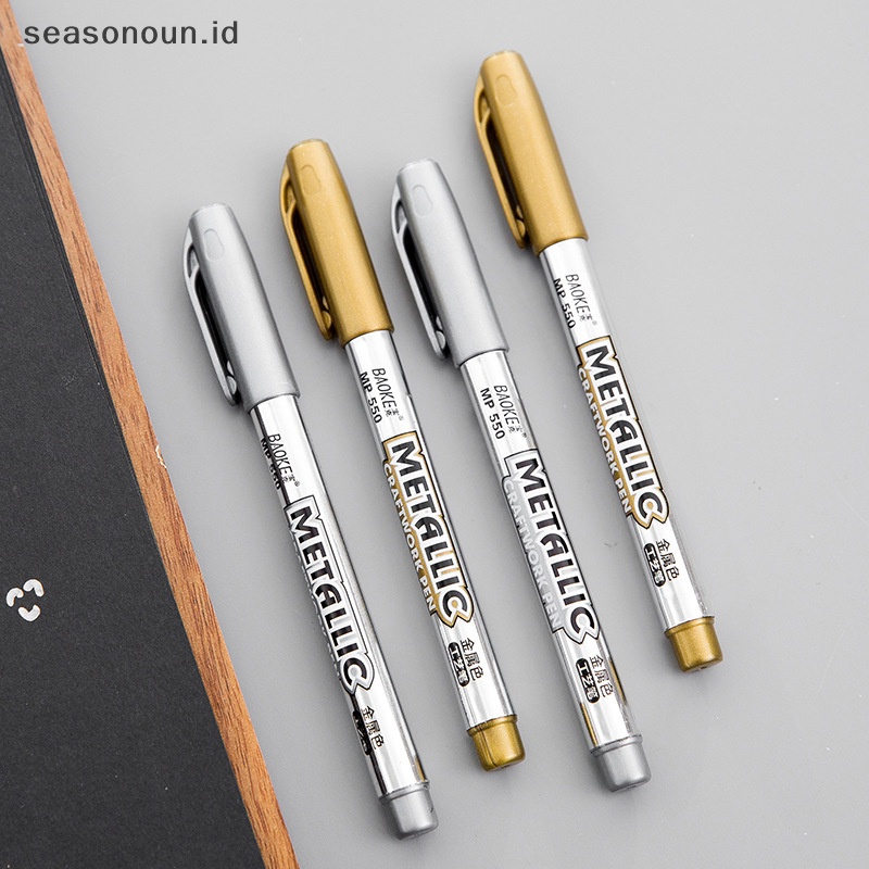 Seasonoun Gold Silver Metallic Color Pen Paper Tag Album Foto Scrapbooking Pesta Ulang Tahun.