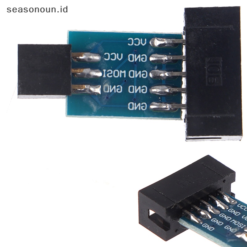 Seasonoun 1Pc Papan Adapter 10Pin Ke 6Pin Untuk Konverter Antarmuka AVRISP USBASP STK500.