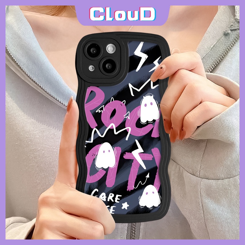 Untuk Redmi 9C 10A 910c A1 12C 9A 9T 10a1+Redmi Note8 9 10s 11s 9s 11 10 Pro POCO M3 X3 NFC Pro Mi 11T Pro Wavy Edge Soft Tpu Cute Bear Huruf Kartun Hantu Kecil Case Monster