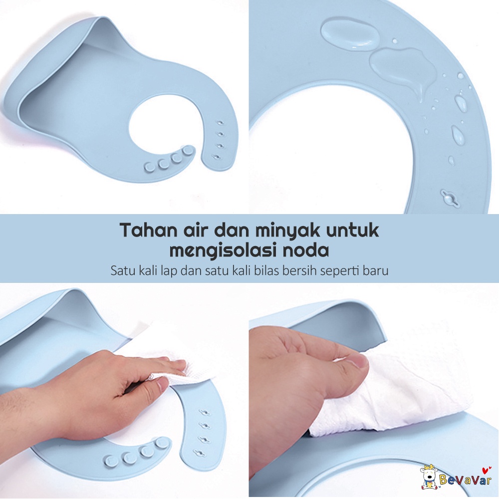 BEVAVAR 3 In 1 Alat Makan Anak Bayi Silikon Mangkuk Bayi Sendok Bayi Celemek Makan Bayi Silikon Waterproof