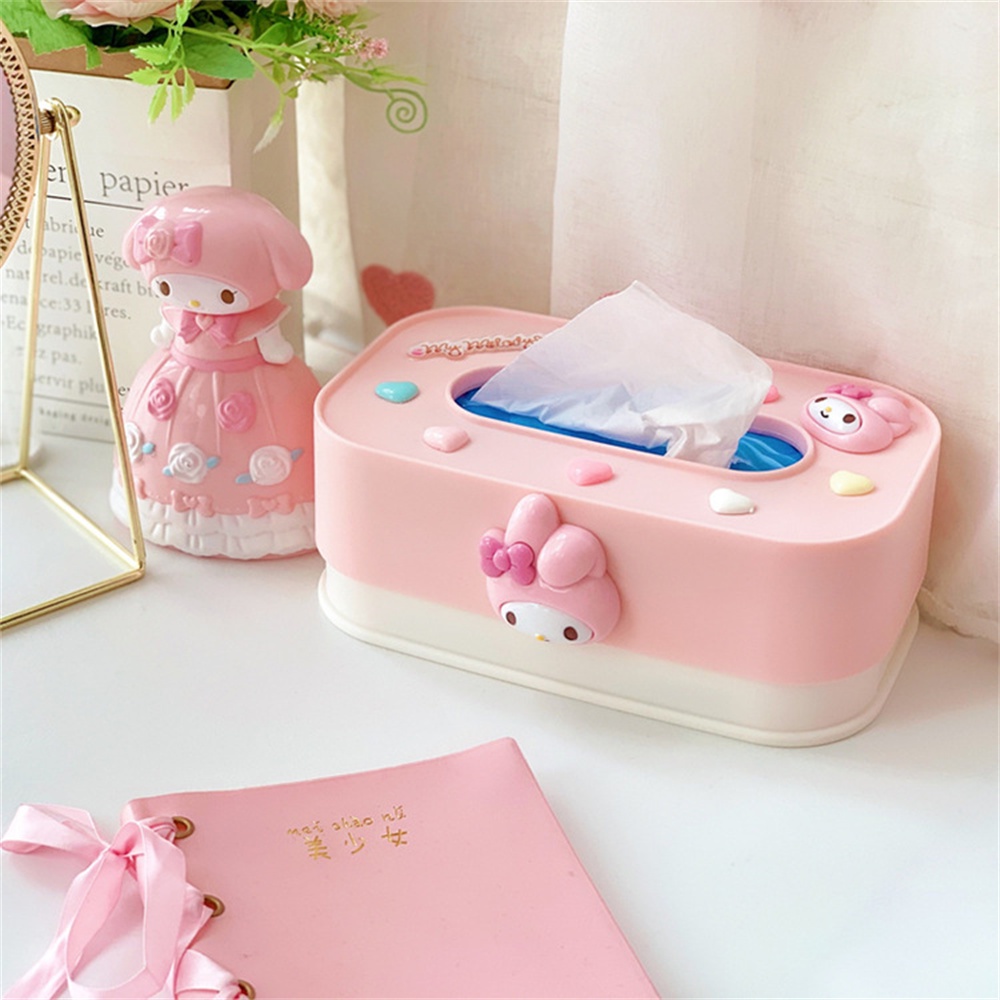 Tissue Kotak Tisu Meja Hidup Kreatif Kartun Hellokitty Cinnamoroll Melody Tempat Penyimpanan Kertas Laci Kotak Serbet Persegi Panjang Dekorasi Desktop Kamar Tidur