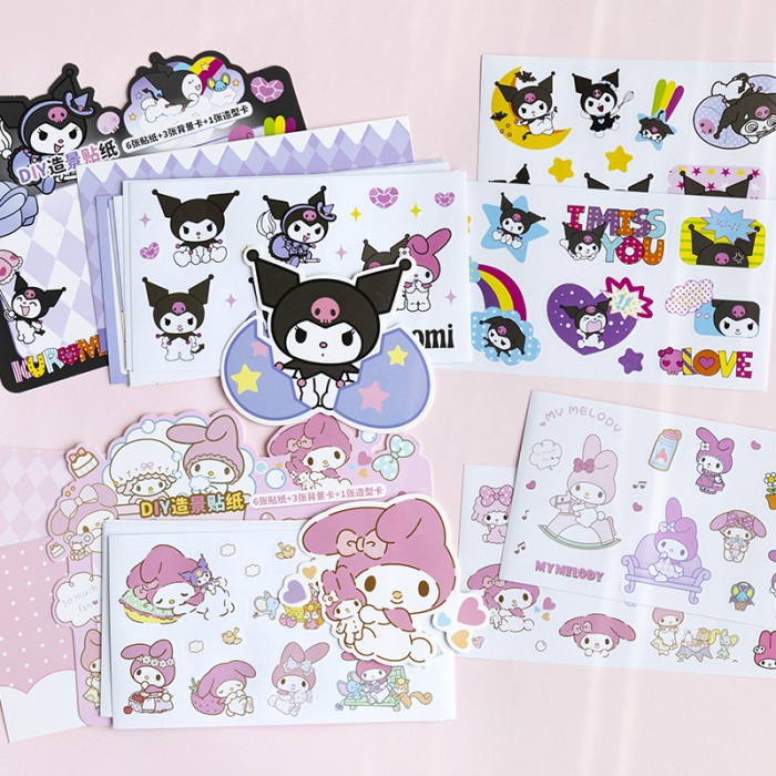 Buku Stiker PET Kuromi Melody Kitty Cutting Sticker Korea Termurah Washi Tape Harga Grosir Termurah